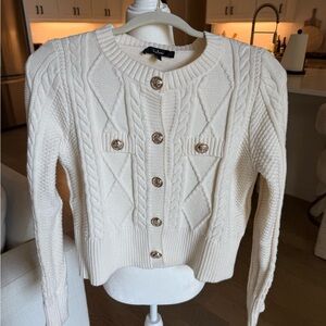 Lulu's Ivory Cable Knit Cardigan